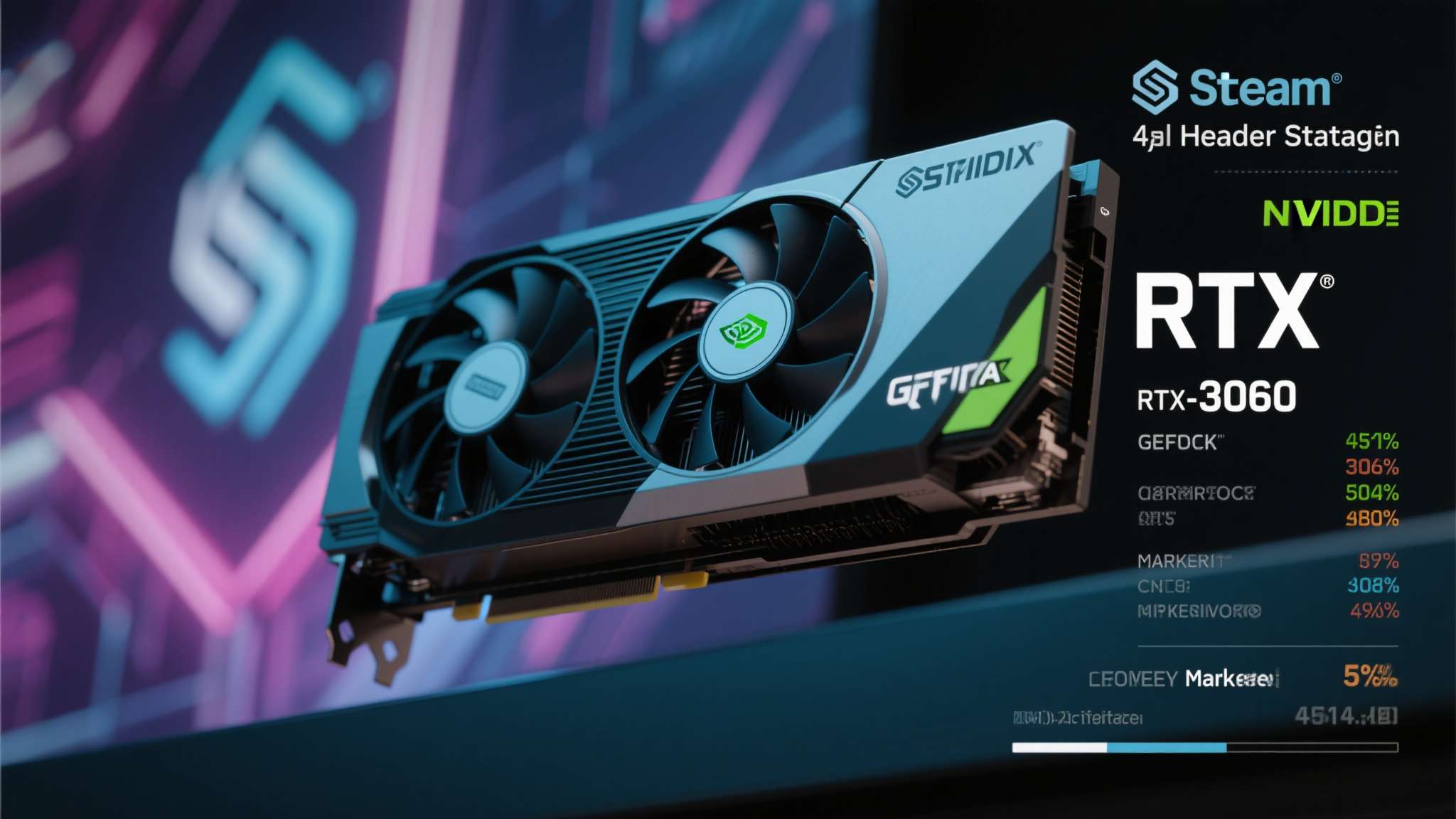 根据Steam 4月硬件调查数据，NVIDIA GeForce RTX 3060